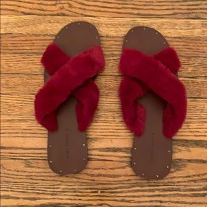 Zara slides with faux fur